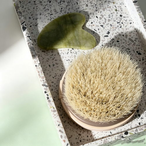Natural Bristle Dry Body Brush – Bamboo Handle Exfoliating & Massaging Brush for Pre-Shower Use, Promotes Skin Radiance & Circulation