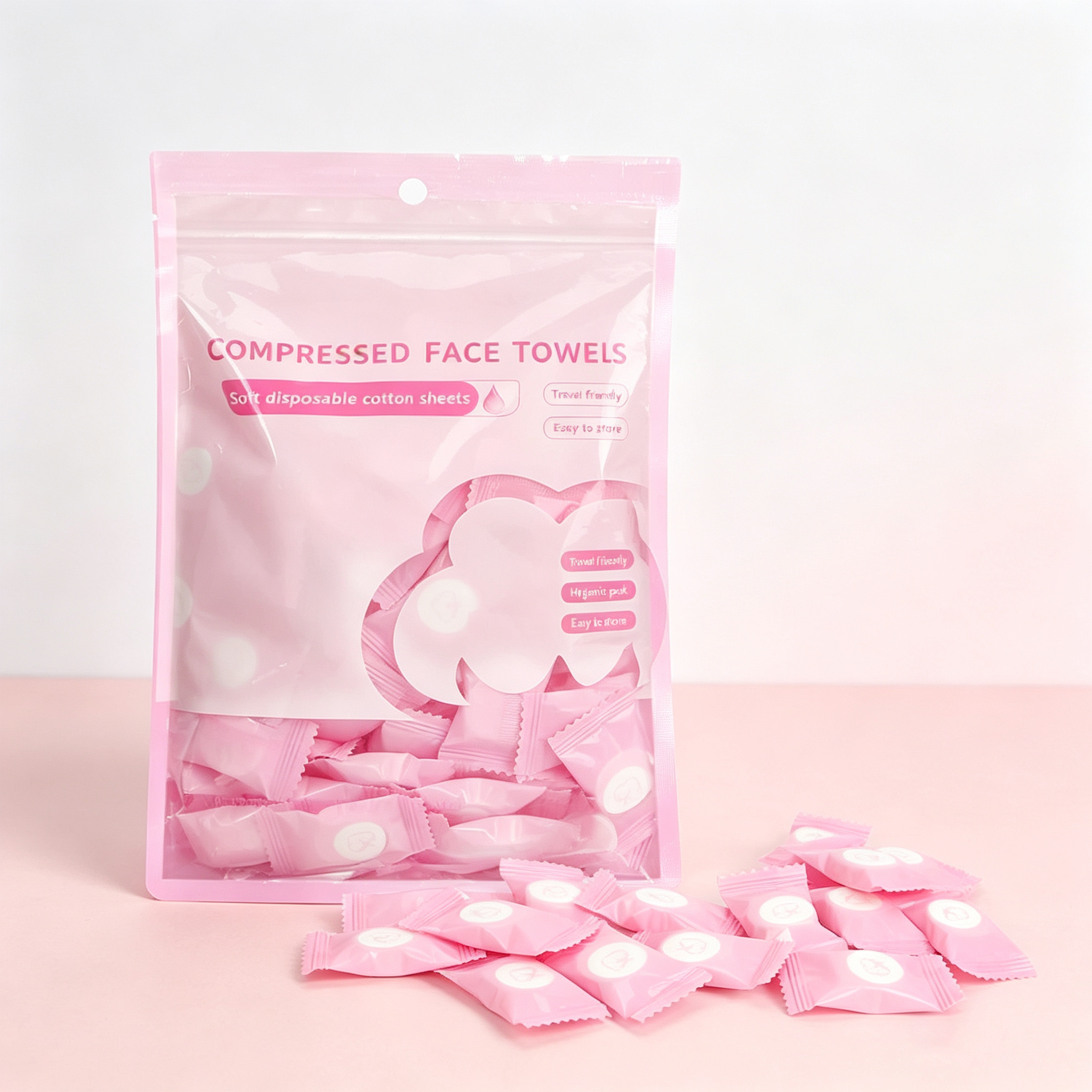 100-Pack Disposable Compressed Towels – Travel-Ready Cotton Face Cloths, Expand Instantly in Water, Individually Wrapped for Hotels, Outdoors & Beauty Salons