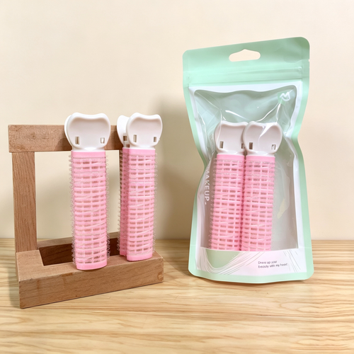 Hair Root Volumizing Clip – Pink Self-Grip Roller with Duckbill Clamp, Ideal for Air Bangs & High Crown Styling