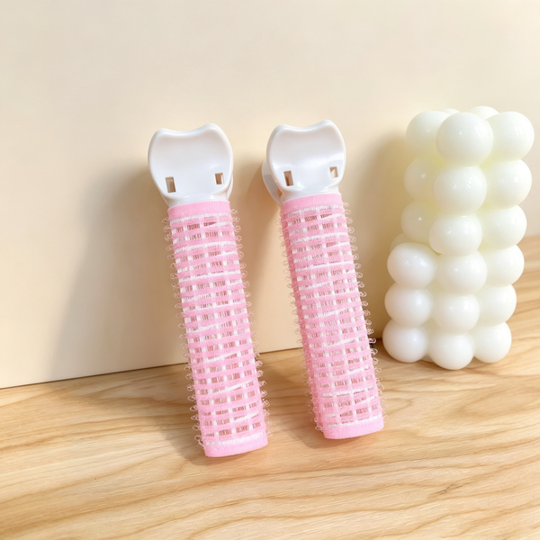 Hair Root Volumizing Clip – Pink Self-Grip Roller with Duckbill Clamp, Ideal for Air Bangs & High Crown Styling