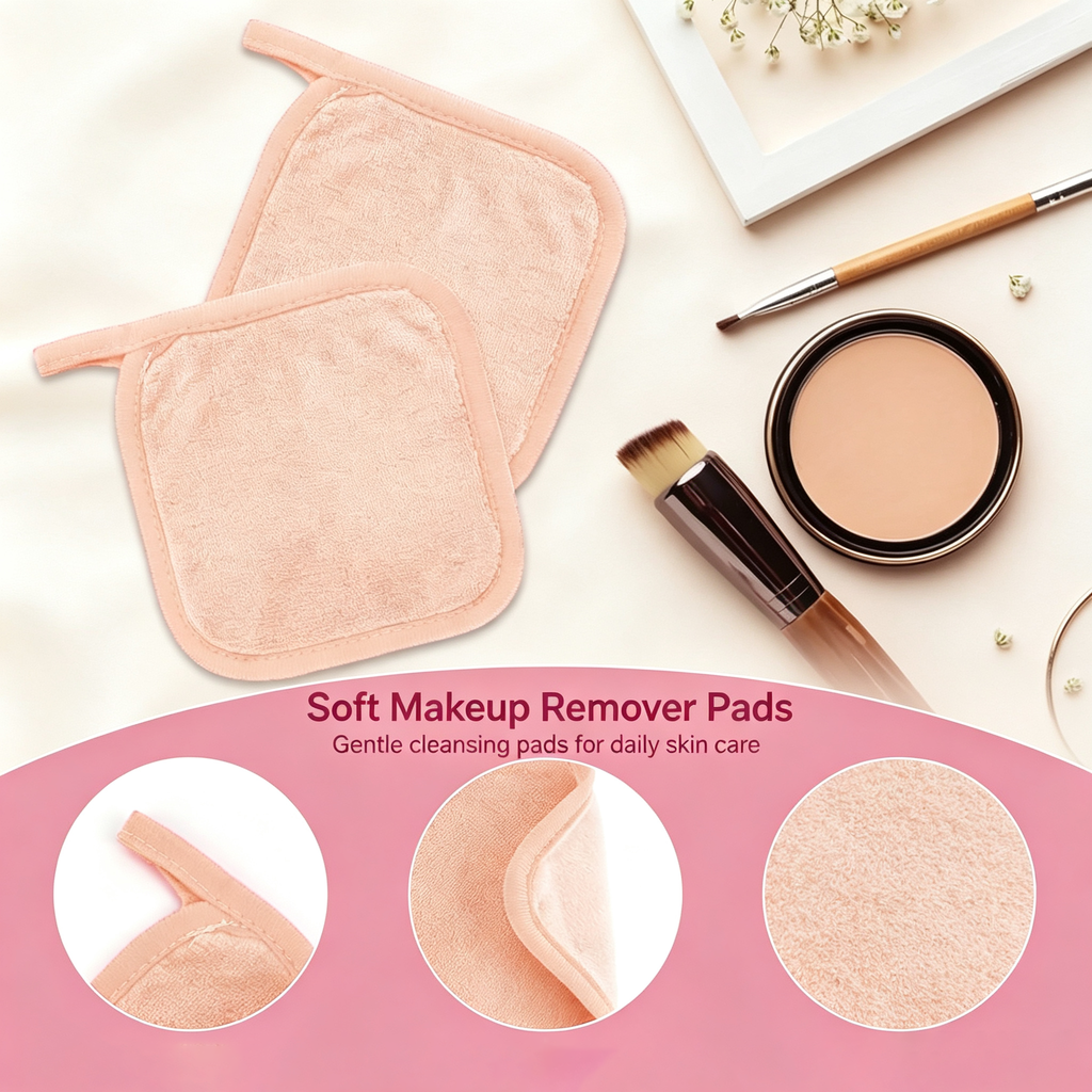 Reusable Microfiber Makeup Remover Pads – Soft & Skin-Friendly, Water-Only Cleansing, Multi-Color, Travel-Friendly