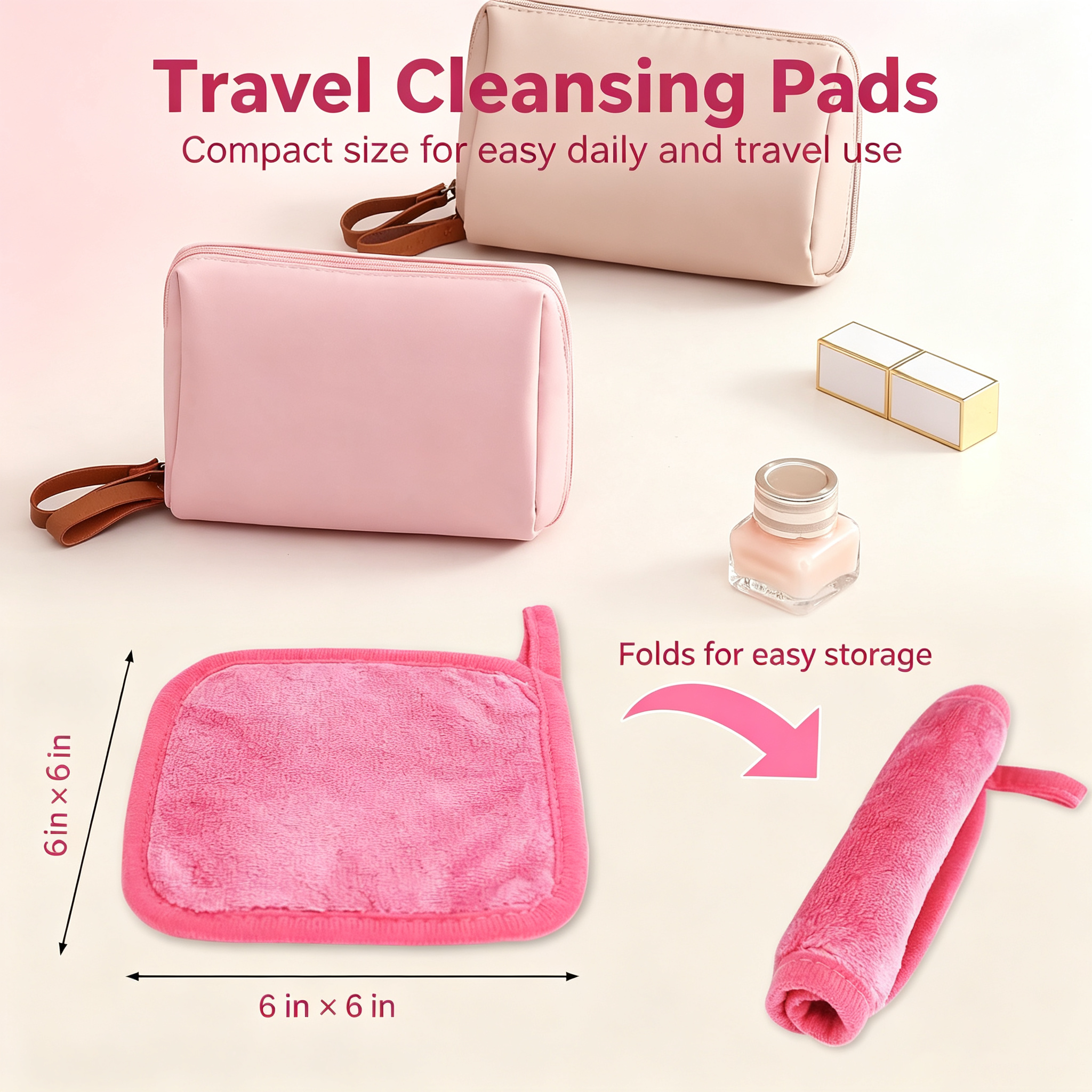 Reusable Microfiber Makeup Remover Pads – Soft & Skin-Friendly, Water-Only Cleansing, Multi-Color, Travel-Friendly